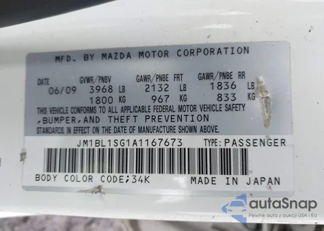 2010 Mazda Mazda3 I Touring from USA, damaged, VIN JM1BL1SG1A1167673